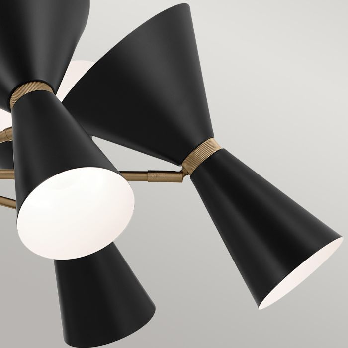 Phix 12 light 6 arm up and down Chandelier - Champagne Bronze, Black