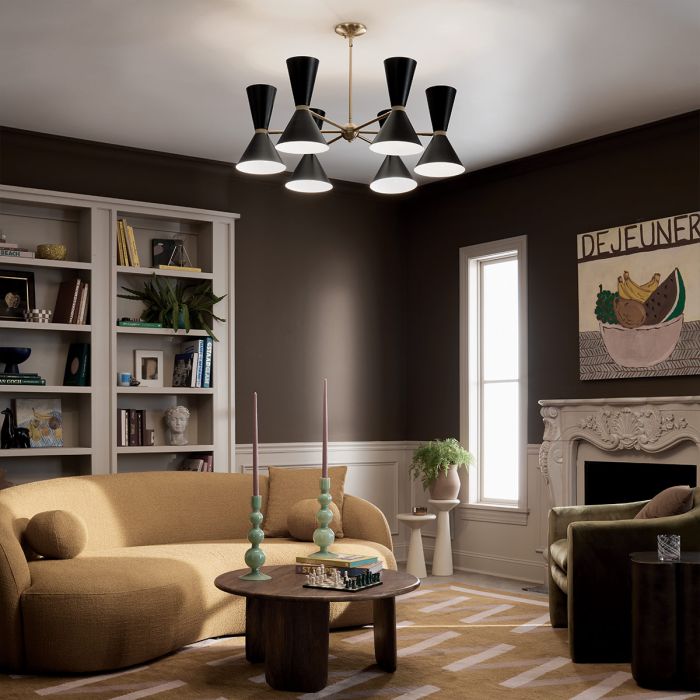 Phix 12 light 6 arm up and down Chandelier - Champagne Bronze, Black