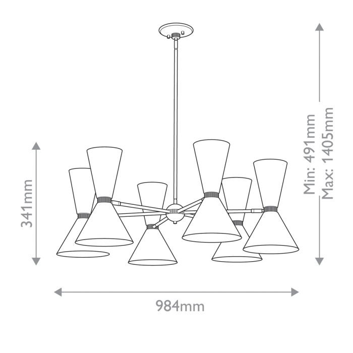 Phix 12 light 6 arm up and down Chandelier - Champagne Bronze, Black