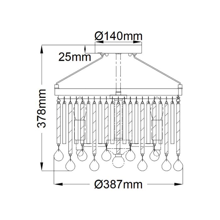 Piper 3 Light Semi-Flush - Polished Chrome