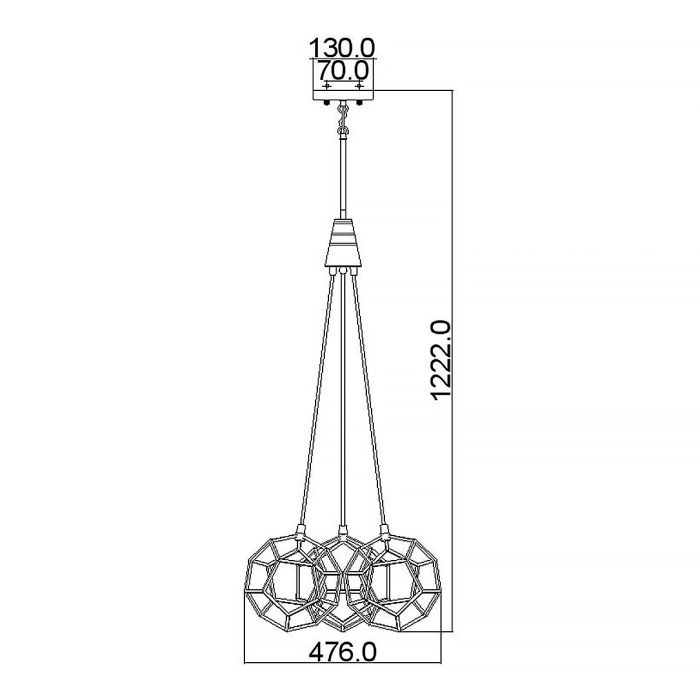 Rocklyn 3 Light Chandelier - Raw Steel