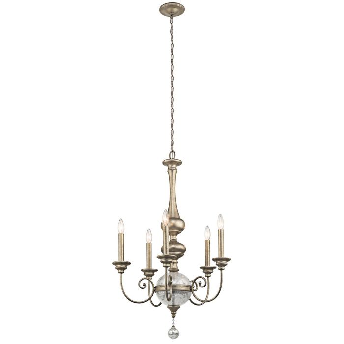 Rosalie 5 Light Chandelier - Sterling Gold
