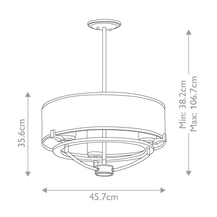 Saldana 3 Light Chandelier - Classic Pewter
