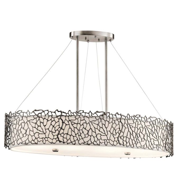 Silver Coral 4 Light Oval Island Light - Classic Pewter