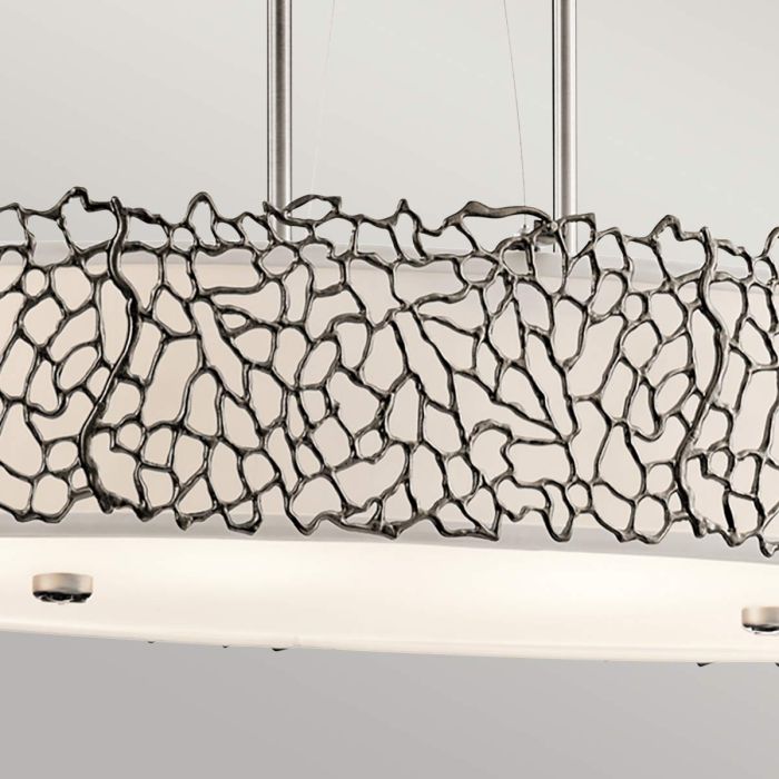 Silver Coral 4 Light Oval Island Light - Classic Pewter