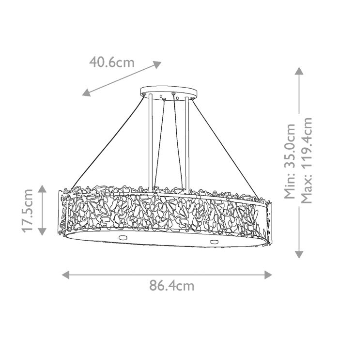 Silver Coral 4 Light Oval Island Light - Classic Pewter