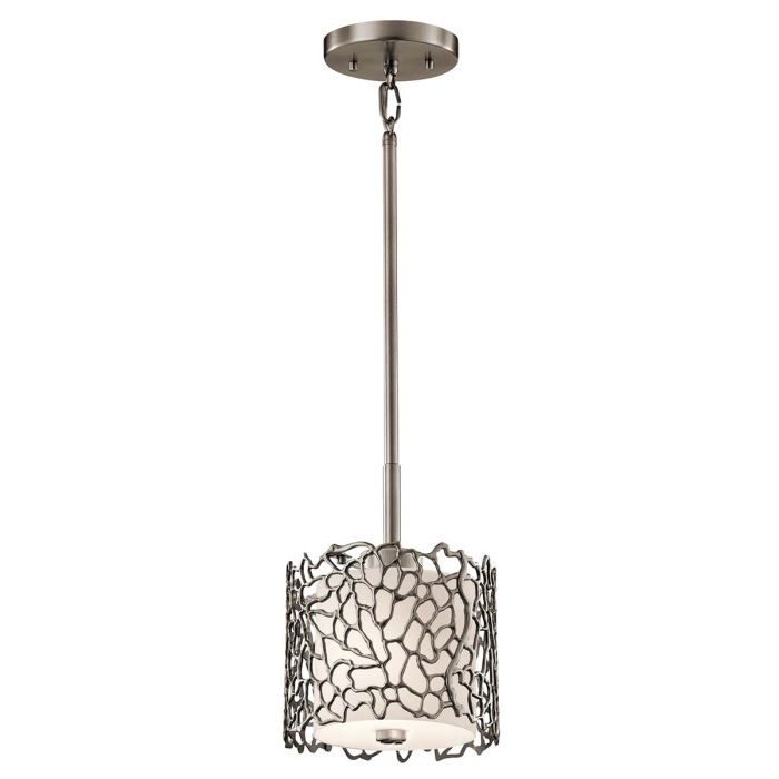 Silver Coral 1 Light Mini Pendant - Classic Pewter