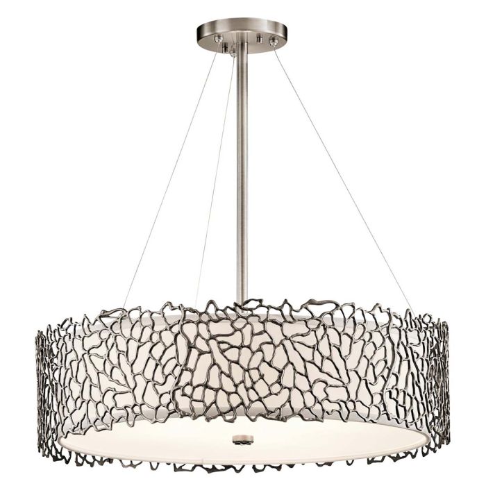 Silver Coral 4 Light Pendant - Classic Pewter