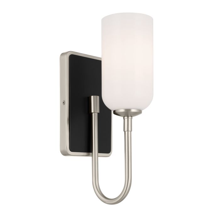 Solia 1 lt Wall Light in Brushed Nickel with black accent - Brushed Nickel & Black