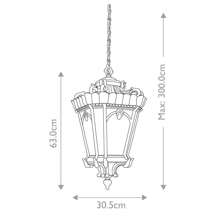 Tournai 3 Light Extra Large Chain Lantern - Londonderry