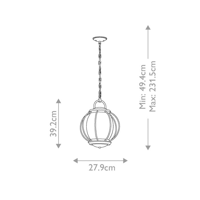 Vandalia 1 Light Medium Chain Lantern - Textured Black