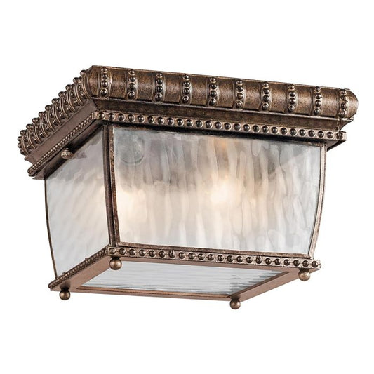 Venetian Rain 2 Light Flush - Brushed Bronze