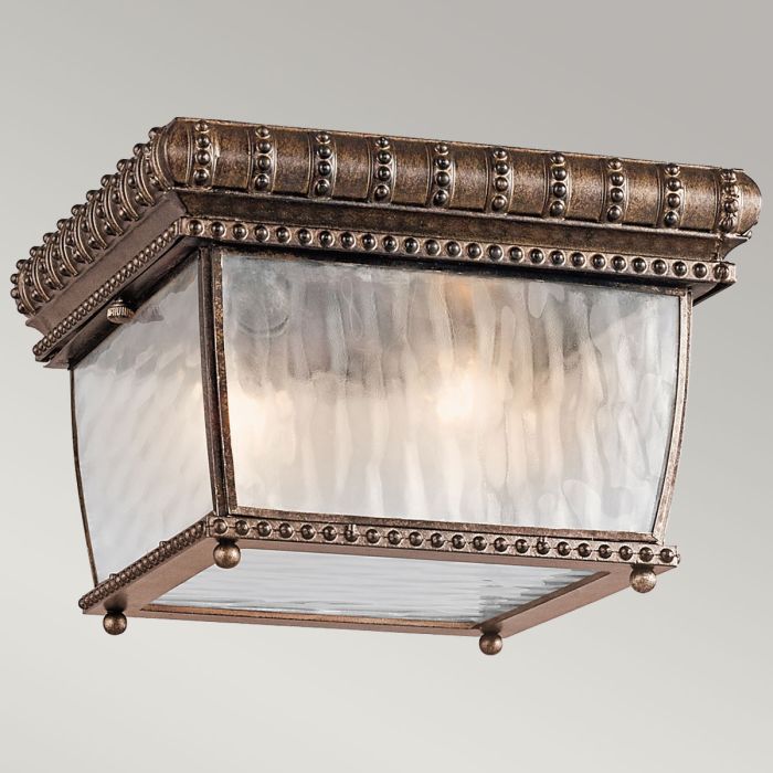 Venetian Rain 2 Light Flush - Brushed Bronze