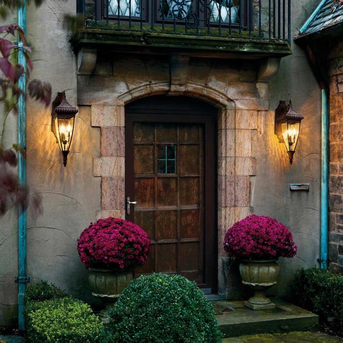 Venetian Rain 3 Light Large Wall Lantern - Brushed Bronze