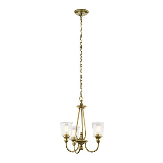 Waverly 3 Light Chandelier - Natural Brass