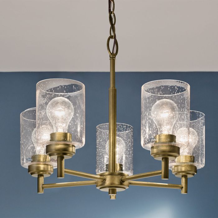 Winslow 5 lt Chandelier - Natural Brass