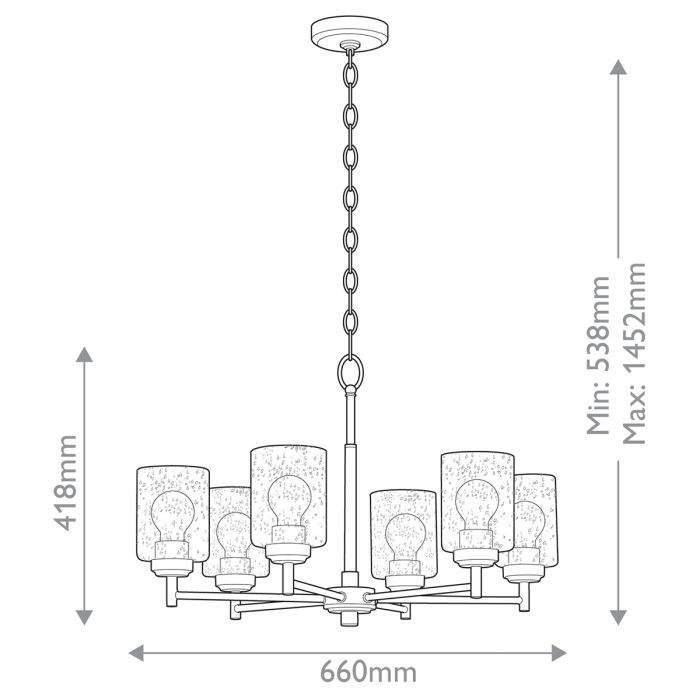 Winslow 6 lt Chandelier - Natural Brass