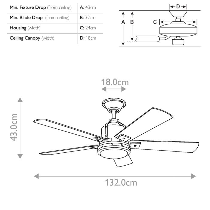 Colerne - 52in / 132cm Fan - Brushed Nickel