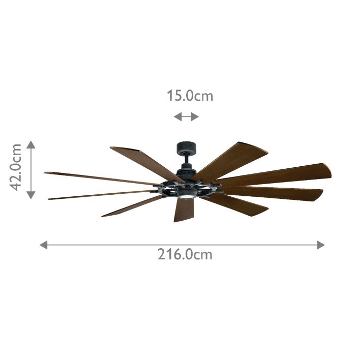 Gentry XL - 85in / 216cm Fan - Weathered Zinc