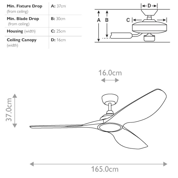 Imari - 65in / 165cm Fan - Satin Black