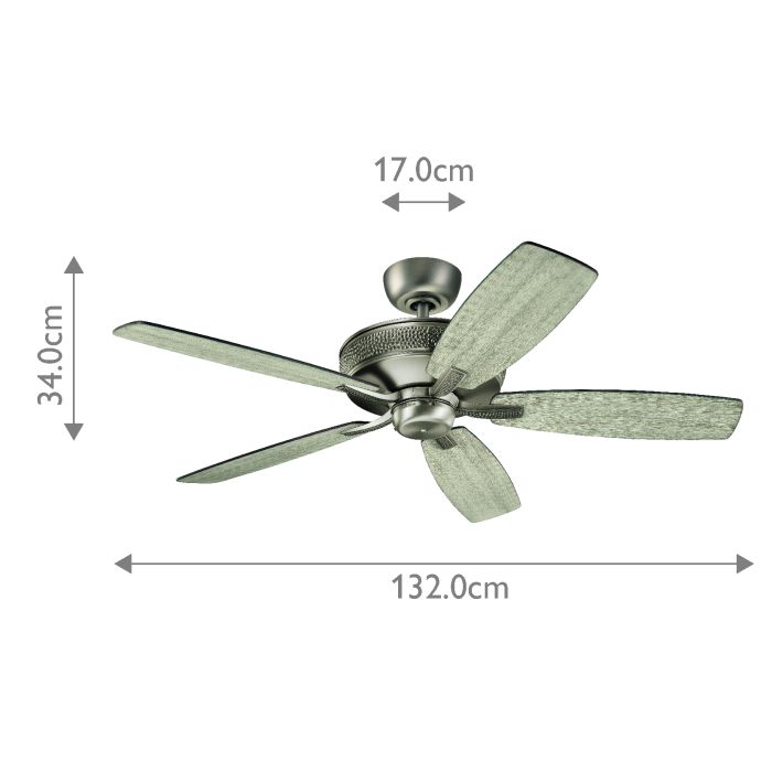 Monarch II - 52in / 132cm Fan - Burnished Antique Pewter
