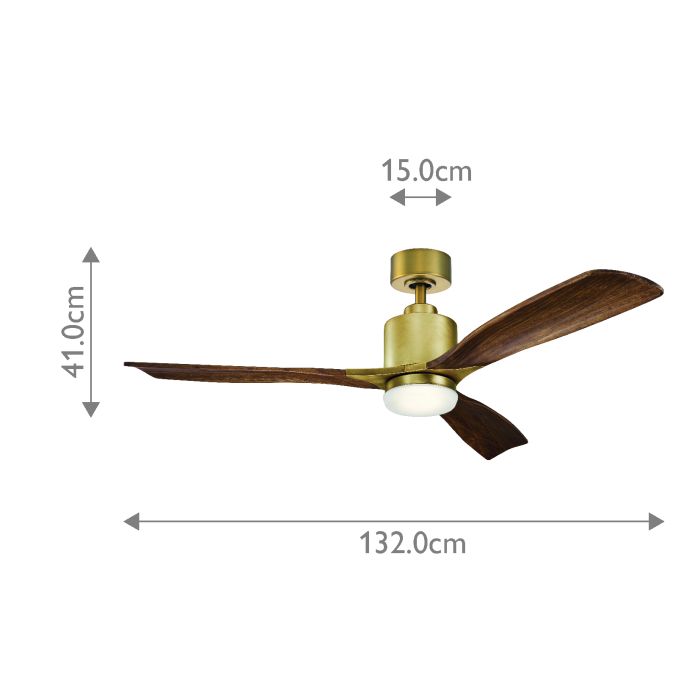 Ridley II - 52in / 132cm Fan - Natural Brass