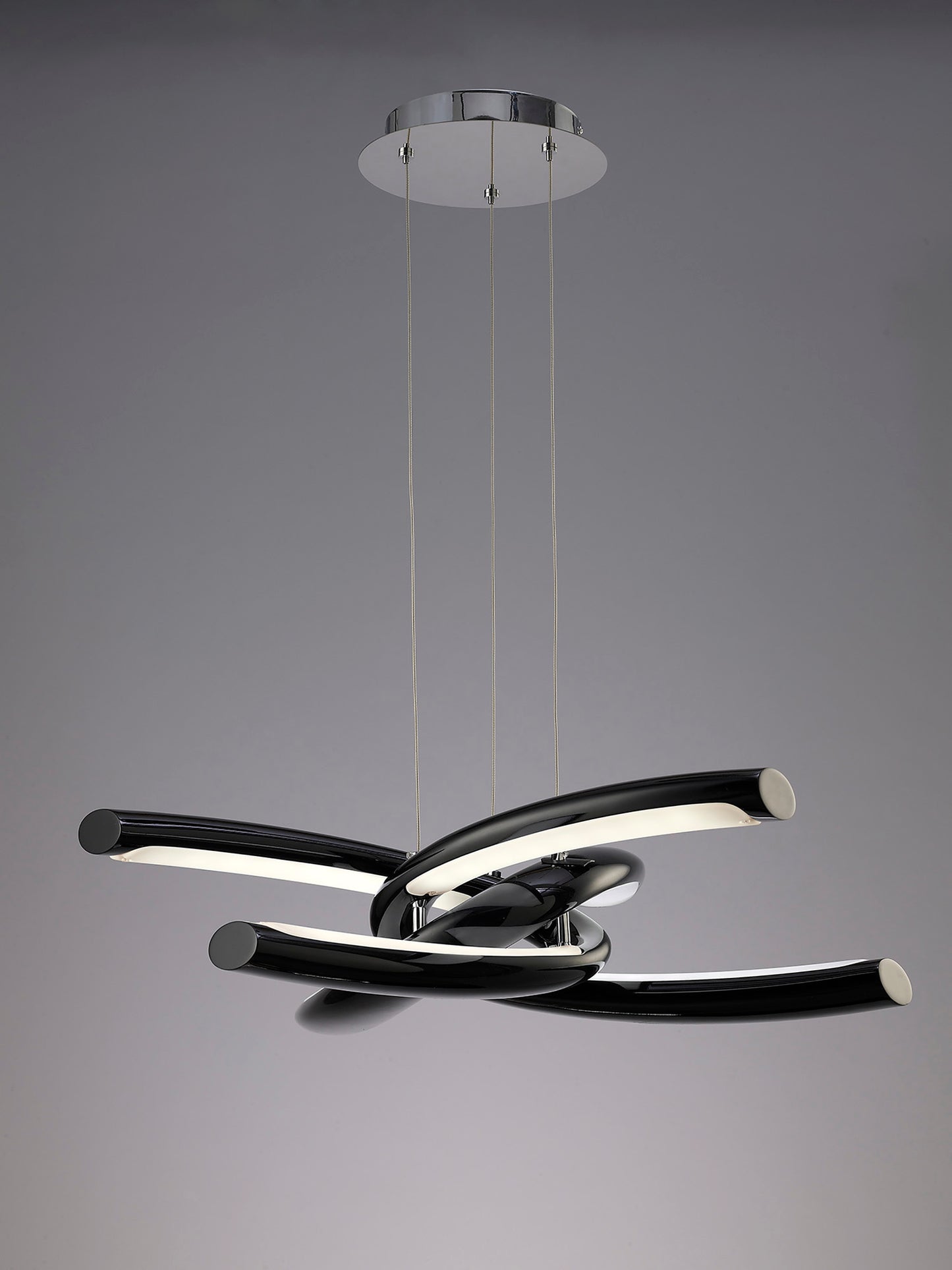 Knot Pendant 36W LED 3000K,3600lm,Gloss Black/White Acrylic/Polished Chrome,3yrs Warranty by Mantra