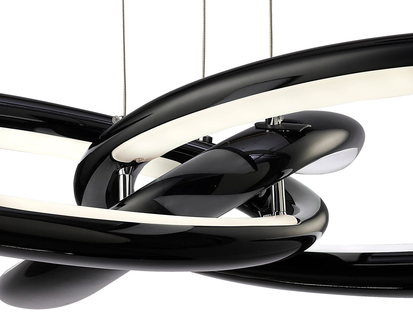 Knot Pendant 36W LED 3000K,3600lm,Gloss Black/White Acrylic/Polished Chrome,3yrs Warranty by Mantra