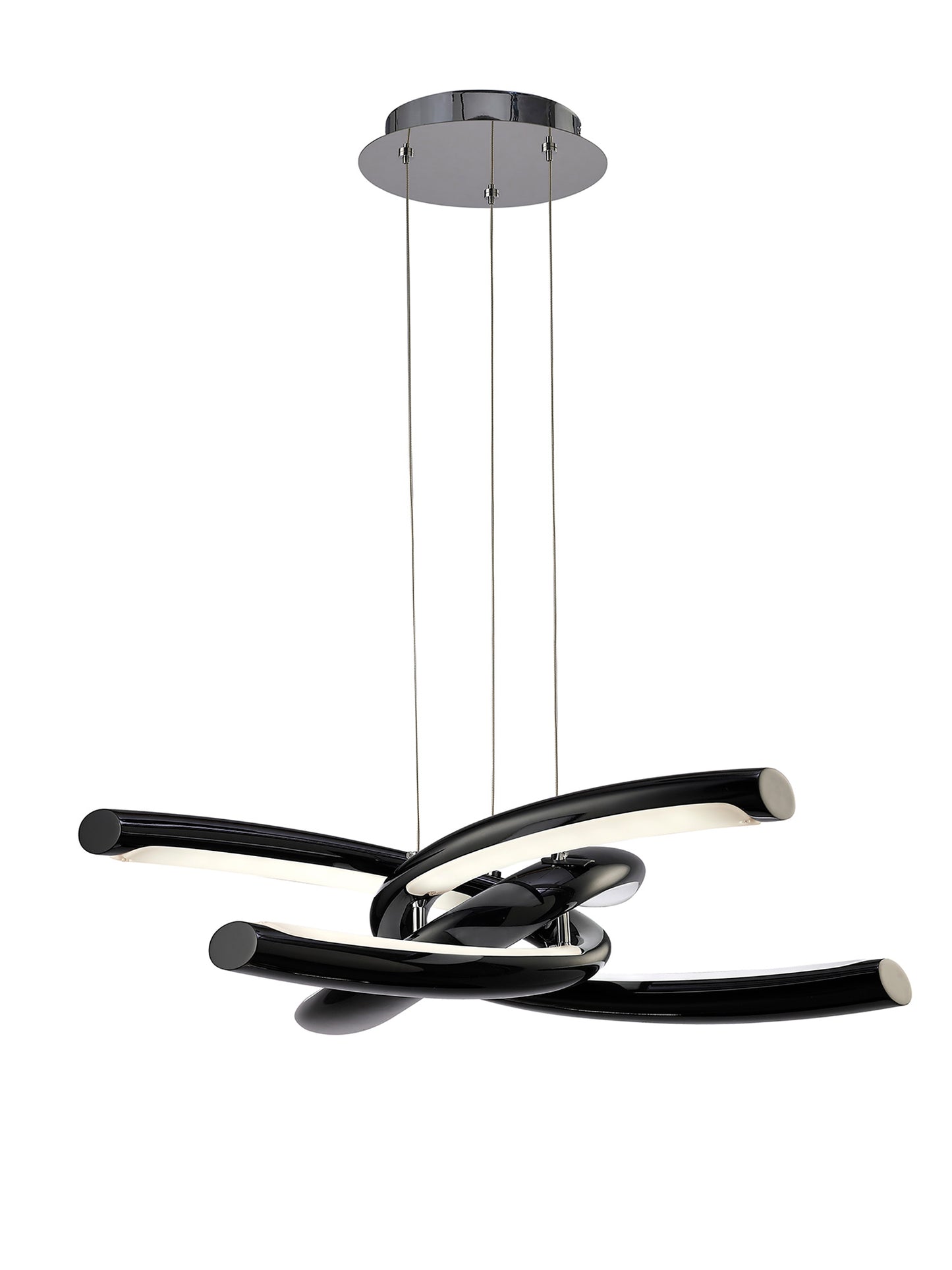 Knot Pendant 36W LED 3000K,3600lm,Gloss Black/White Acrylic/Polished Chrome,3yrs Warranty by Mantra