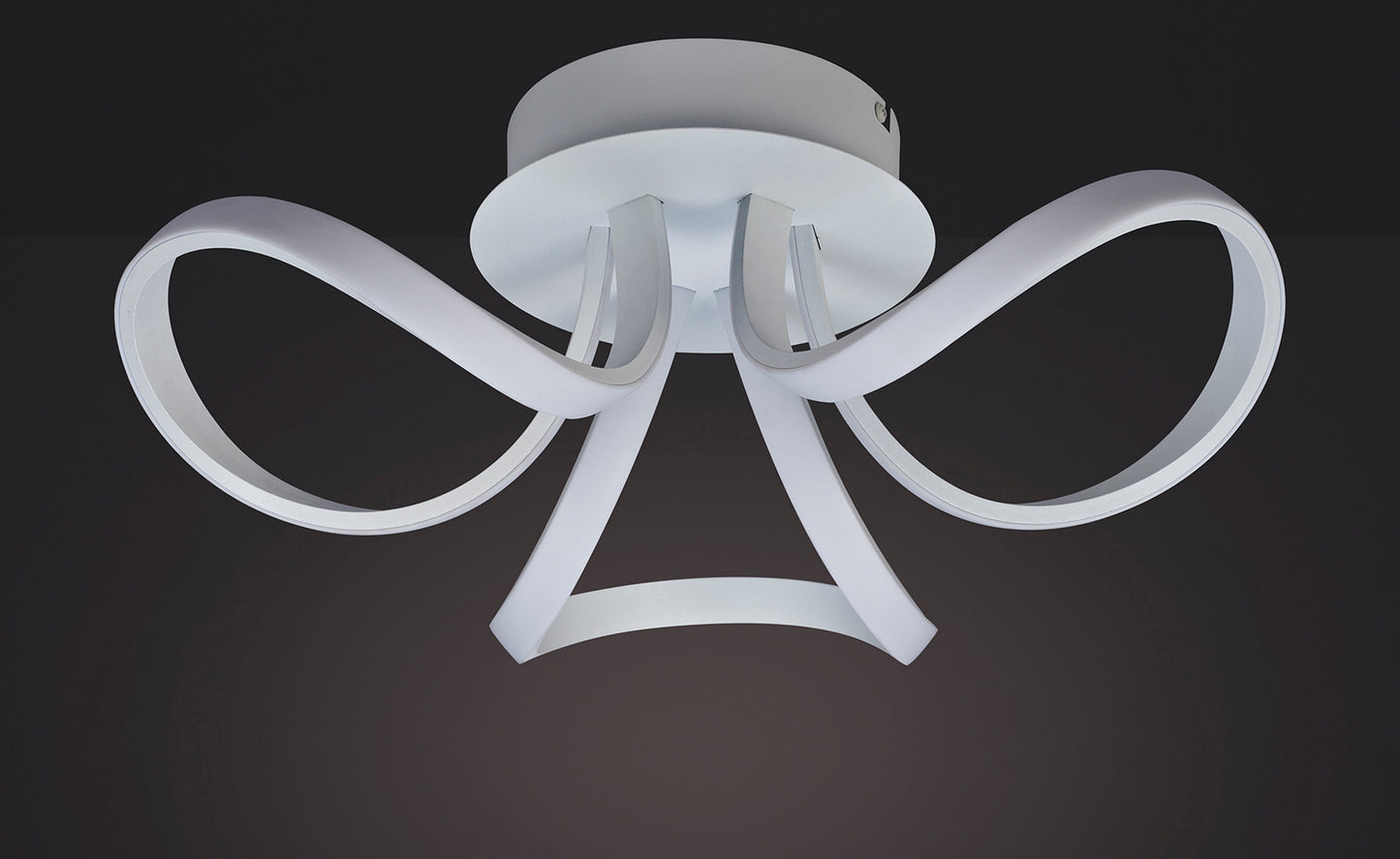 Knot Blanco Ceiling 48cm Round 3 Looped Arms 36W LED 2800K, 2520lm, White/Frosted Acrylic, 3yrs Warranty by Mantra