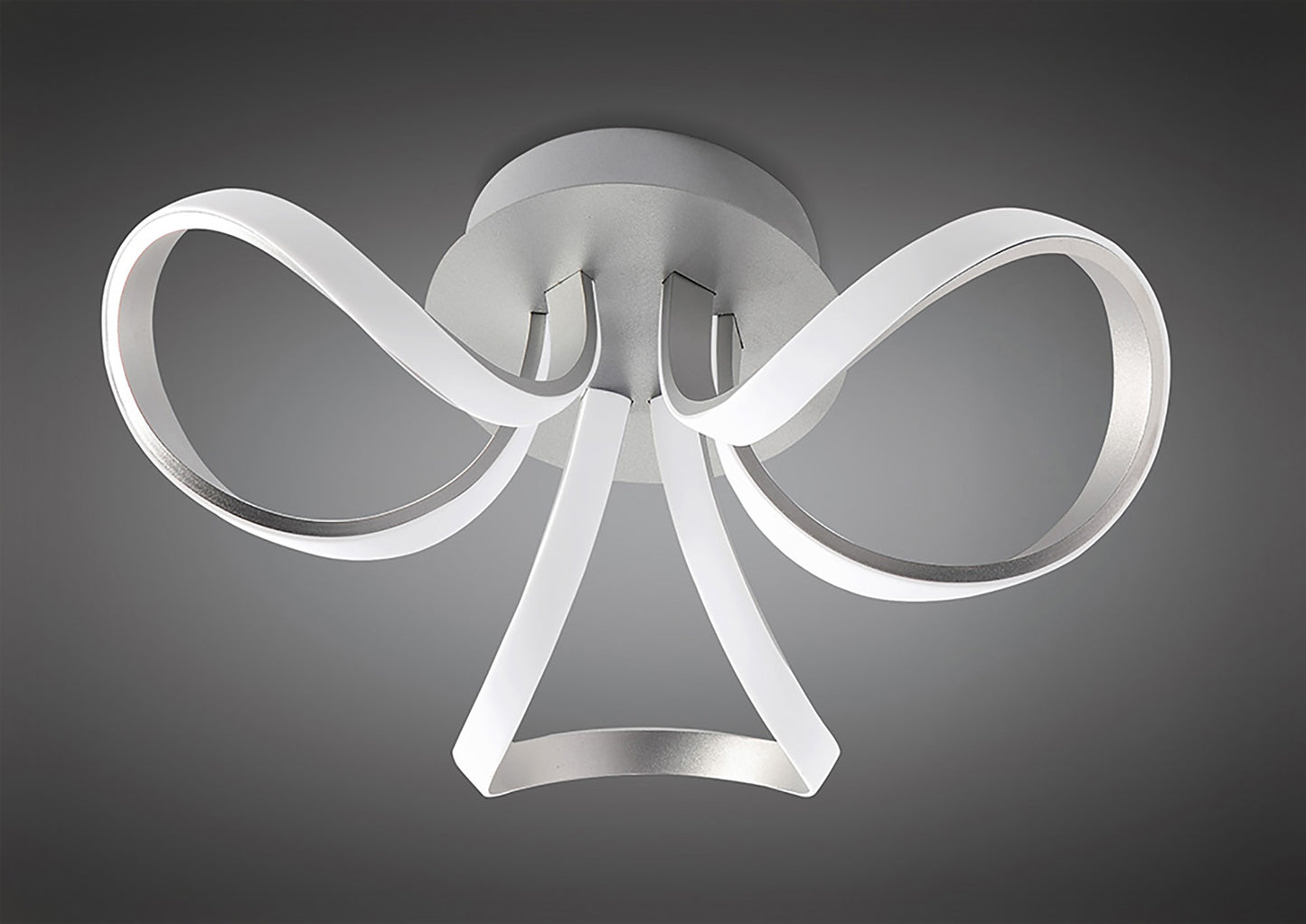 Knot Ceiling 36W LED 3 Looped Arms 3000K, 2850lm, Silver/Frosted Acrylic, 3yrs Warranty by Mantra