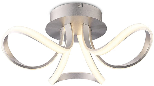 Knot Ceiling 36W LED 3 Looped Arms 3000K, 2850lm, Silver/Frosted Acrylic, 3yrs Warranty by Mantra