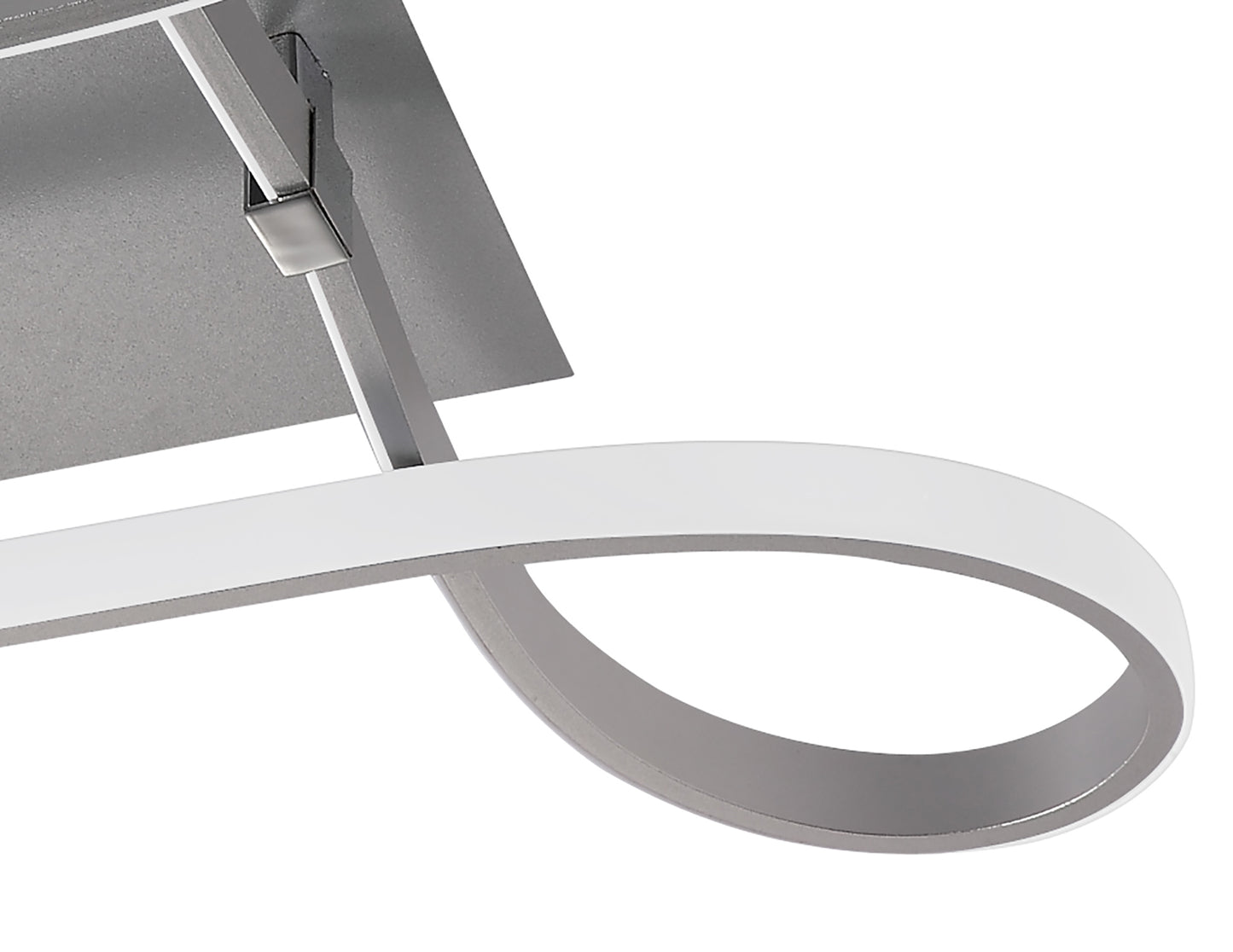 Knot Square Ceiling 40W LED 4 Looped Arms 3000K, 3100lm, Silver/Frosted Acrylic/Polished Chrome, 3yrs Warranty by Mantra