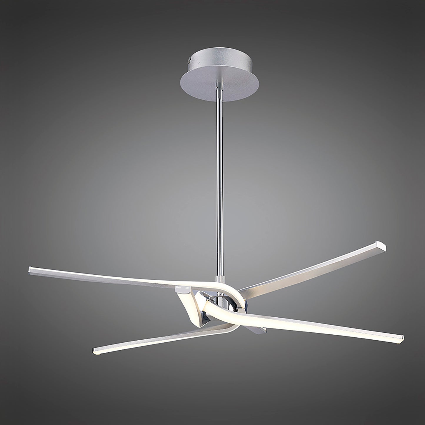 Knot Telescopic\Semi Flush 45W LED Curved Arms 3000K, 3150lm, Silver/Frosted Acrylic/Polished Chrome, 3yrs Warranty by Mantra