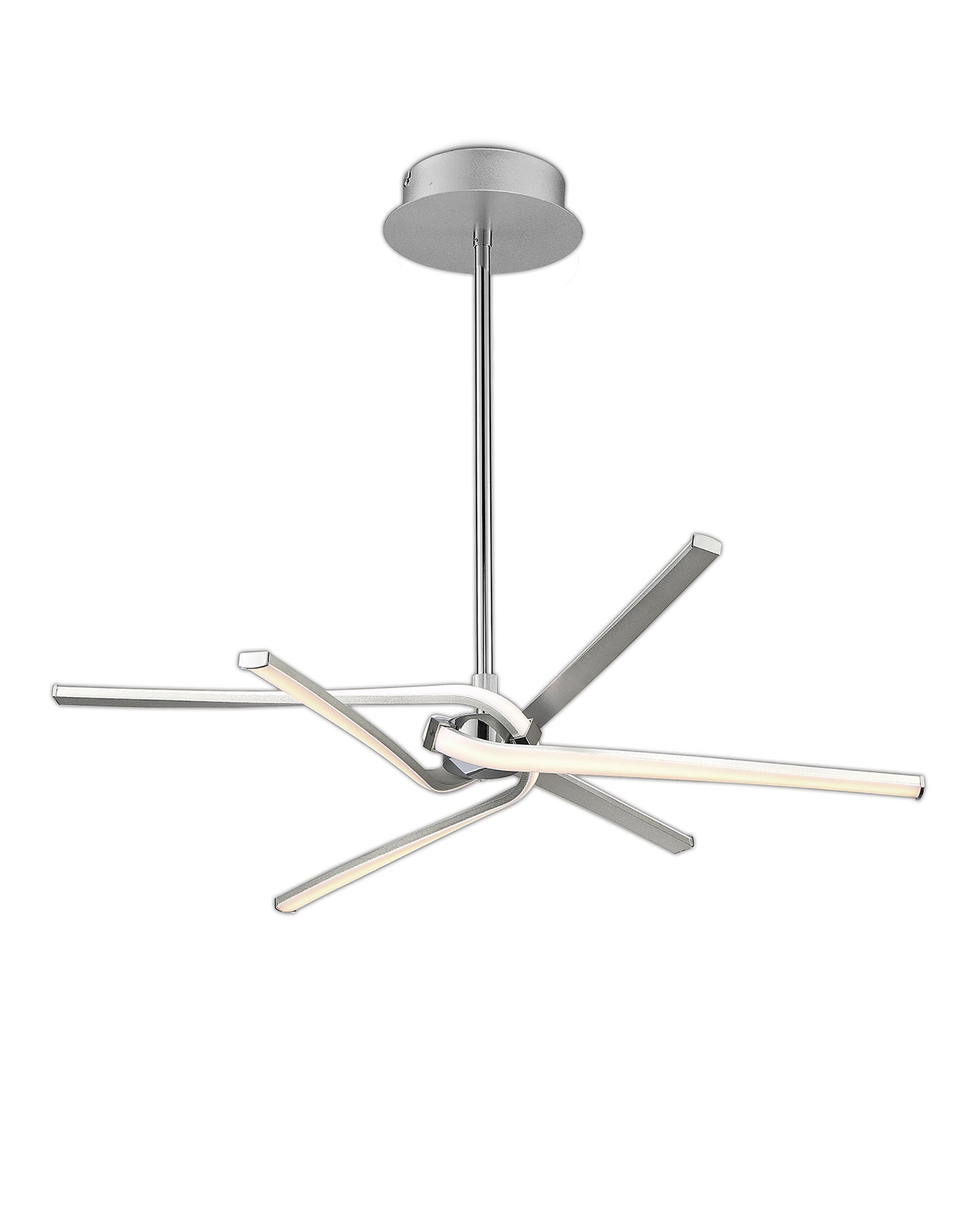 Knot Telescopic\Semi Flush 45W LED Curved Arms 3000K, 3150lm, Silver/Frosted Acrylic/Polished Chrome, 3yrs Warranty by Mantra