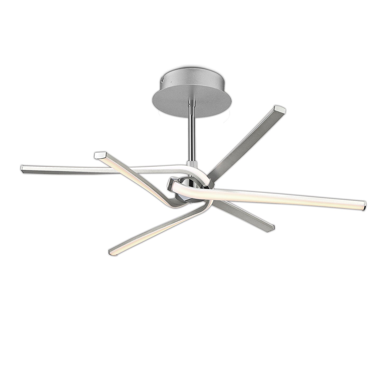 Knot Telescopic\Semi Flush 45W LED Curved Arms 3000K, 3150lm, Silver/Frosted Acrylic/Polished Chrome, 3yrs Warranty by Mantra