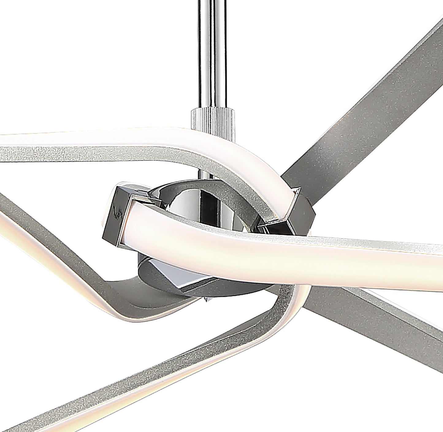 Knot Telescopic\Semi Flush 45W LED Curved Arms 3000K, 3150lm, Silver/Frosted Acrylic/Polished Chrome, 3yrs Warranty by Mantra