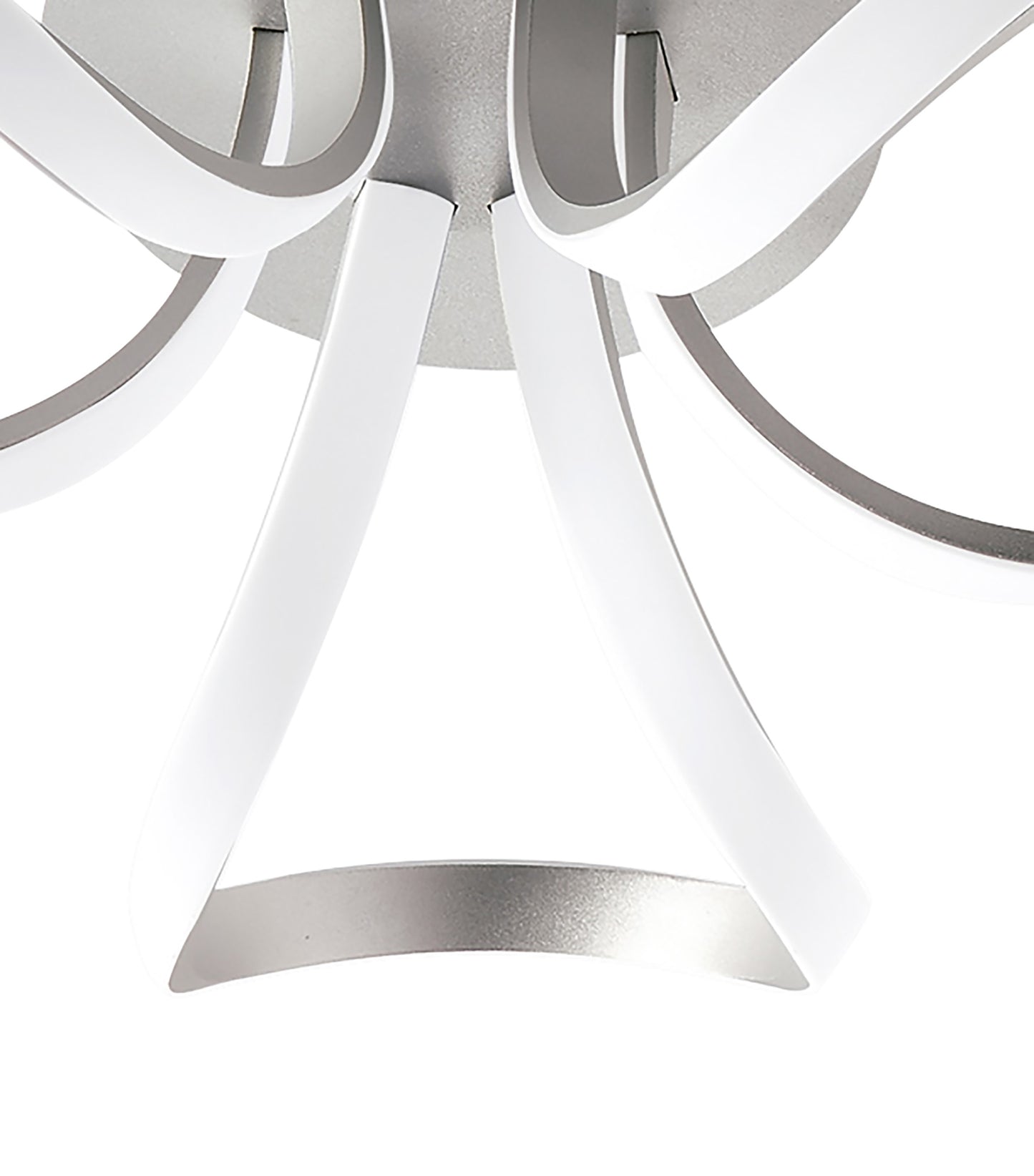 Knot Dimmable Ceiling 48cm Round 36W LED 3 Looped Arms 3000K, Silver/Frosted Acrylic by Mantra