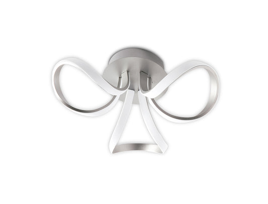 Knot Dimmable Ceiling 48cm Round 36W LED 3 Looped Arms 3000K, Silver/Frosted Acrylic by Mantra