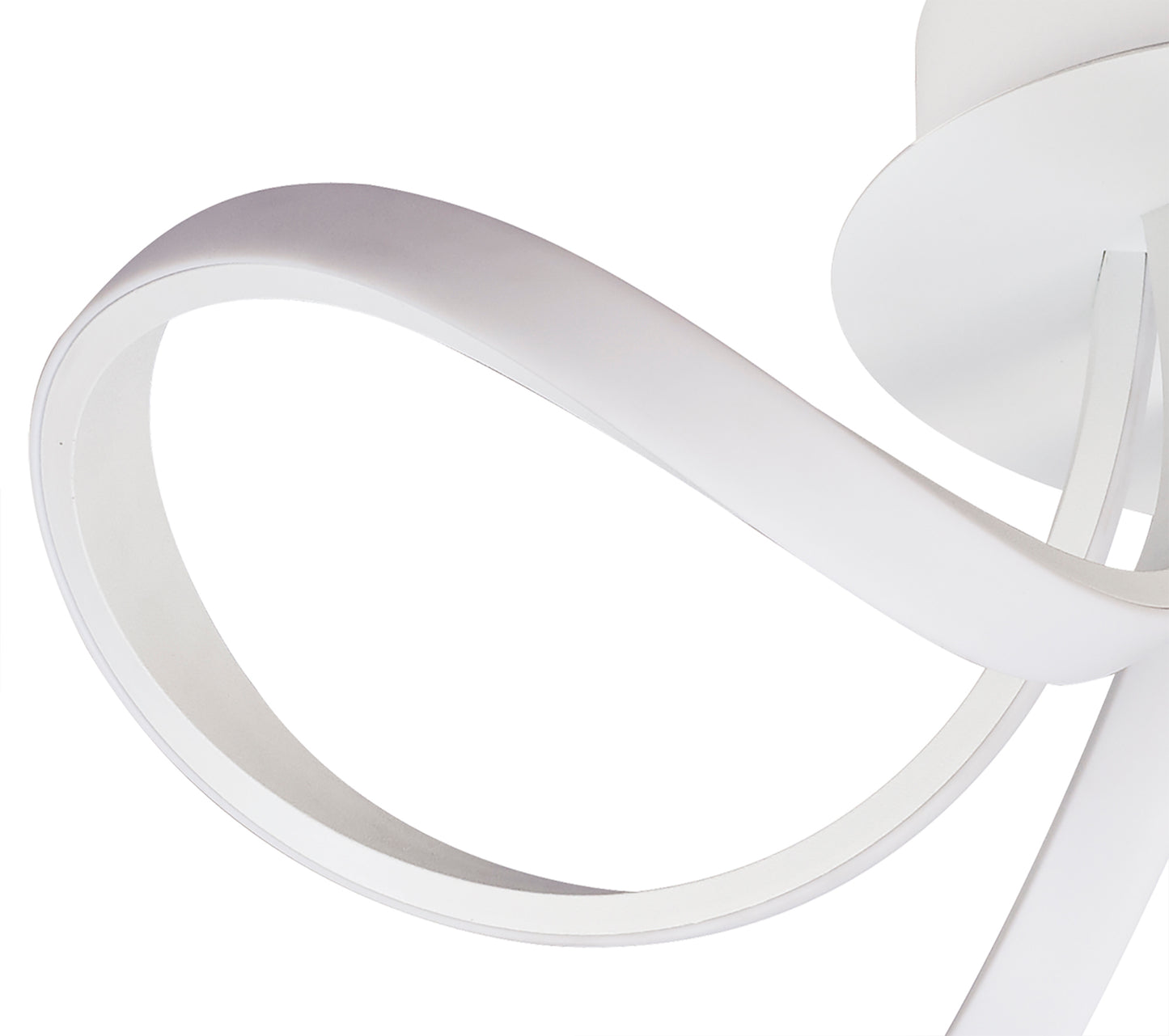 Knot Blanco Ceiling 48cm Round 3 Looped Arms 36W LED 2800K, 2520lm, White/Frosted Acrylic, 3yrs Warranty by Mantra