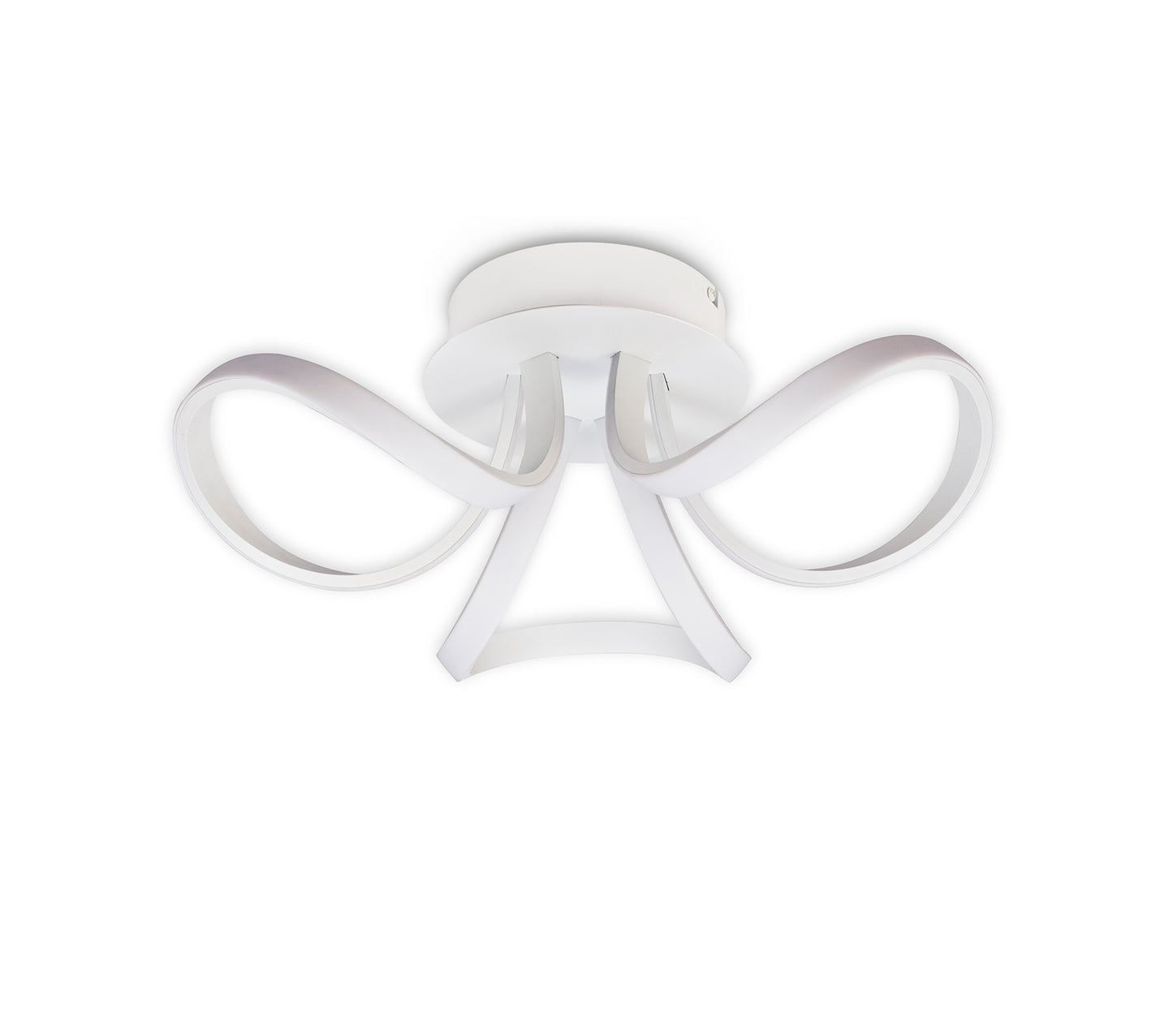 Knot Blanco Ceiling 48cm Round 3 Looped Arms 36W LED 2800K, 2520lm, White/Frosted Acrylic, 3yrs Warranty by Mantra