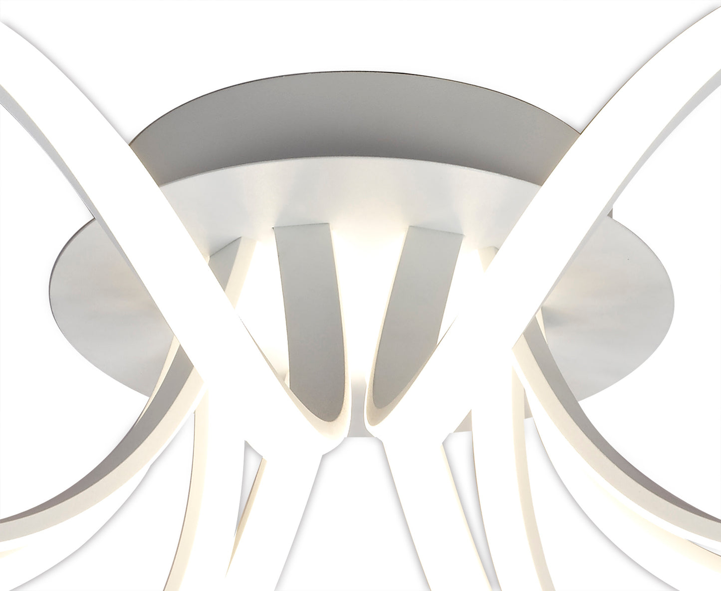 Knot Blanco Ceiling 74cm Round 5 Looped Arms 60W LED 2800K, 4800lm, Dimmable, White/Frosted Acrylic, 3yrs Warranty by Mantra