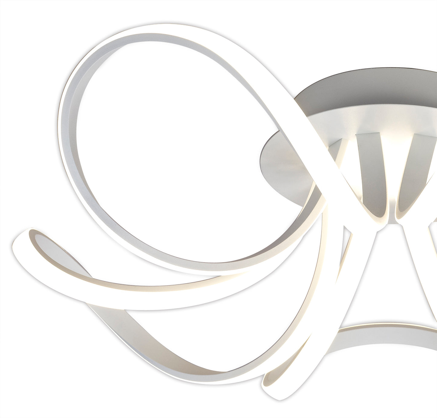 Knot Blanco Ceiling 74cm Round 5 Looped Arms 60W LED 2800K, 4800lm, Dimmable, White/Frosted Acrylic, 3yrs Warranty by Mantra