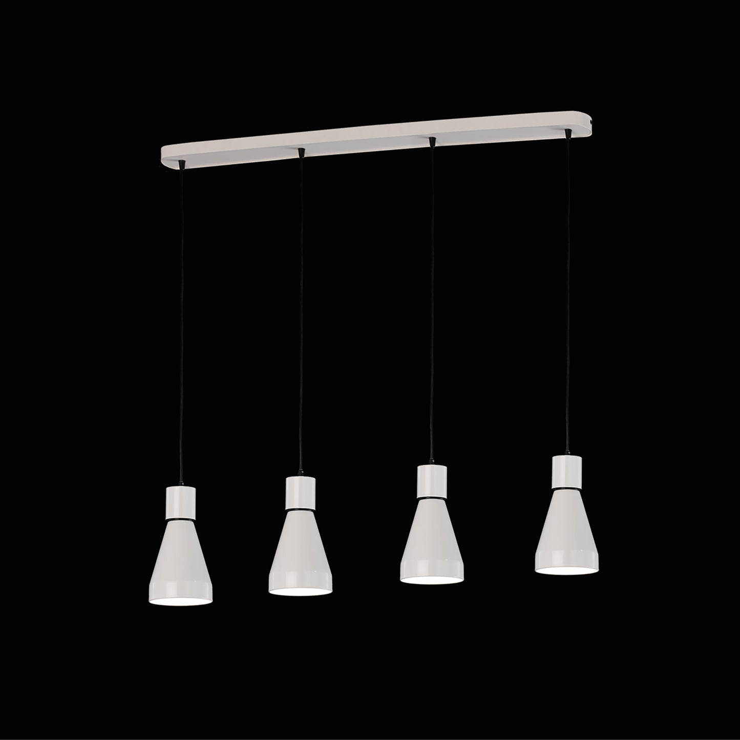 Kos Linear Pendant 4L 4 x E27 Max 40W, White / Black by Mantra