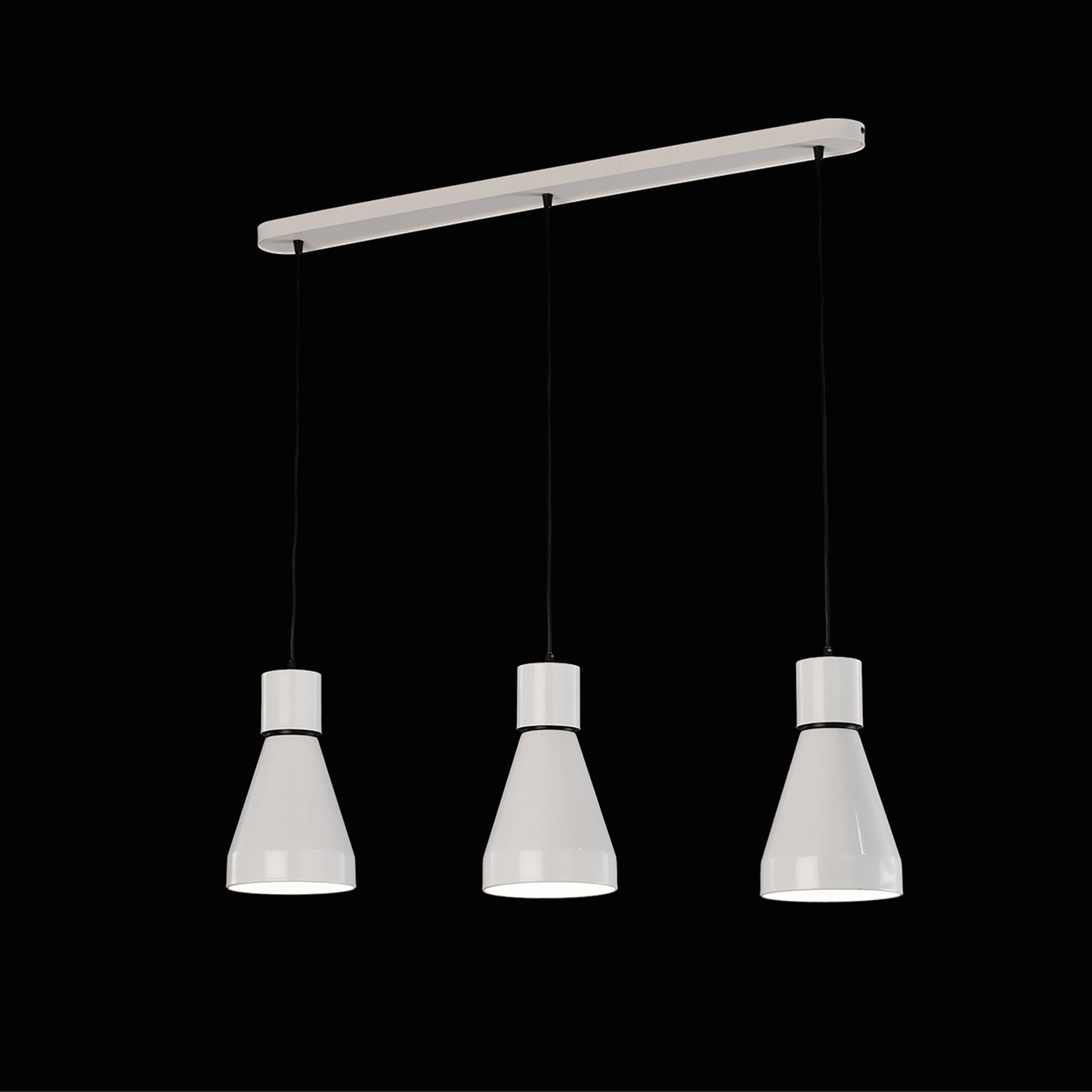 Kos Linear Pendant 3L 3 x E27 Max 40W, White / Black by Mantra