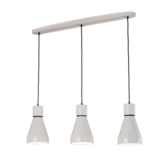 Kos Linear Pendant 3L 3 x E27 Max 40W, White / Black by Mantra