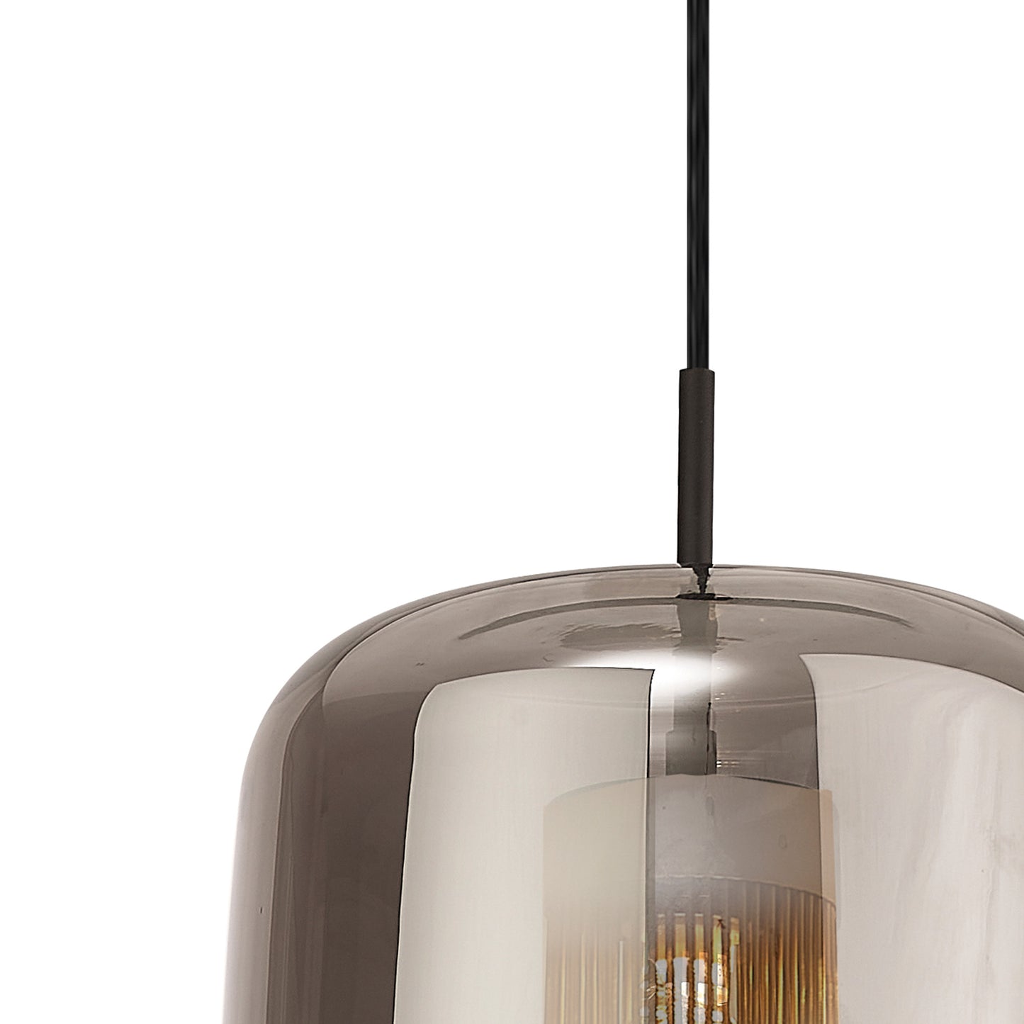 Kriss Cylinder Pendant, 1 Light GU10, Black/Black Glass Shade With Inner Lined Funnel Glass by Mantra