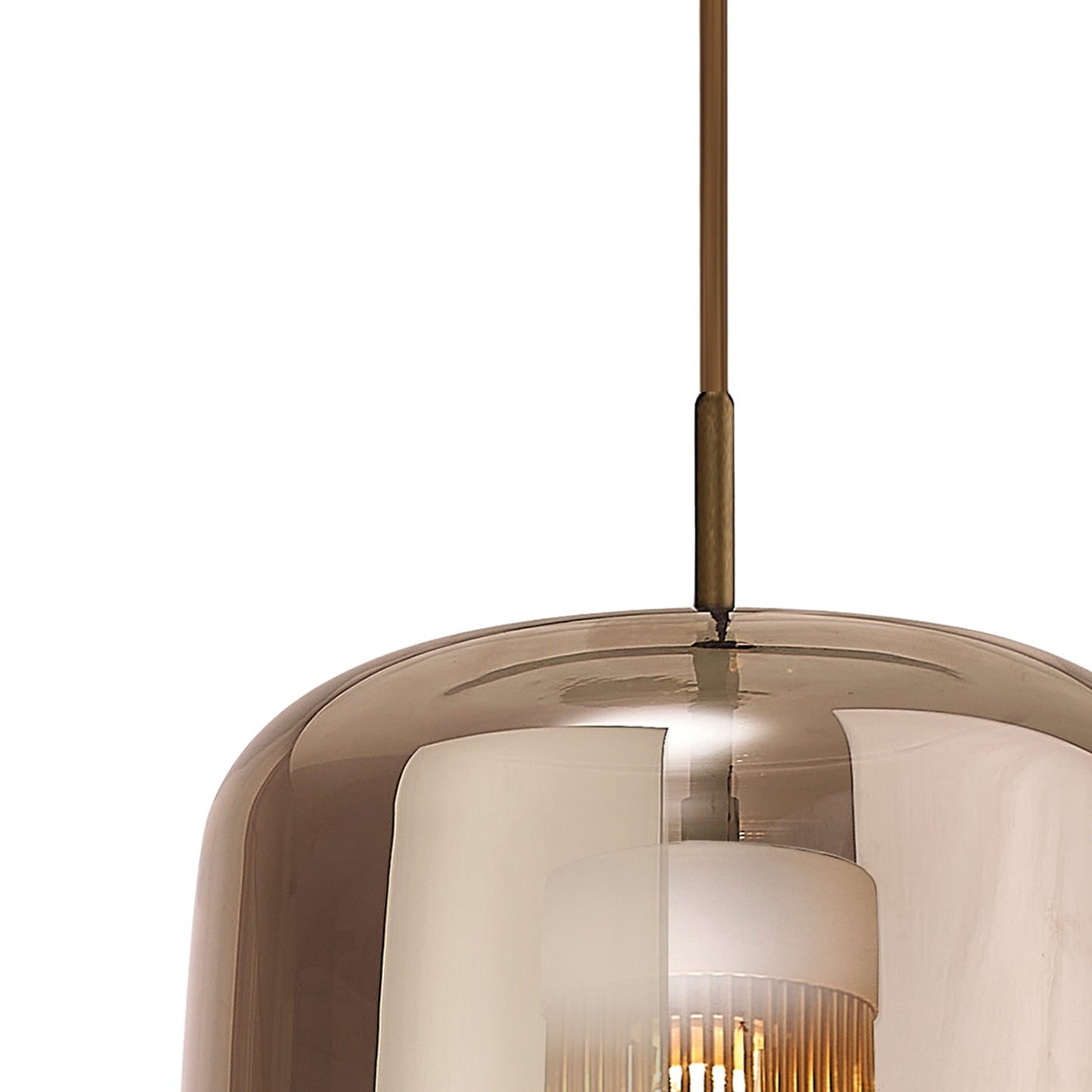 Kriss Cylinder Pendant, 1 Light GU10, Bronze/Bronze Glass Shade With Inner Lined Funnel Glass by Mantra