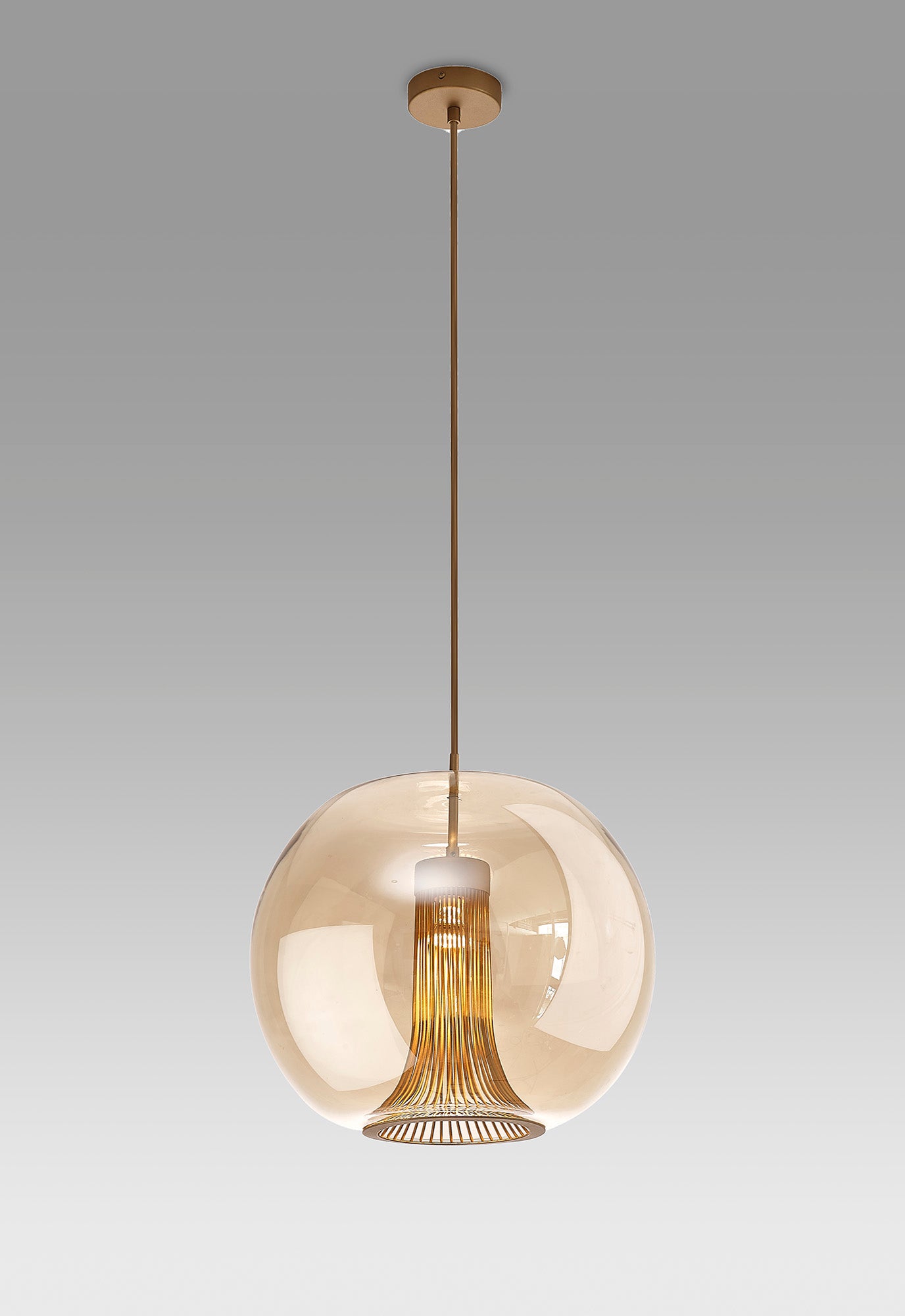 Kriss Squircle Pendant, 1 Light GU10, Bronze/Bronze Glass Shade With Inner Lined Funnel Glass by Mantra