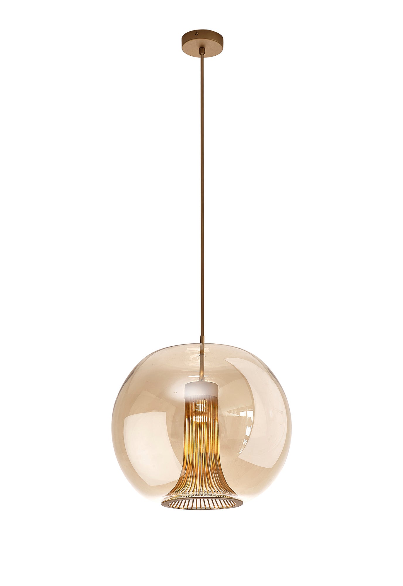 Kriss Squircle Pendant, 1 Light GU10, Bronze/Bronze Glass Shade With Inner Lined Funnel Glass by Mantra